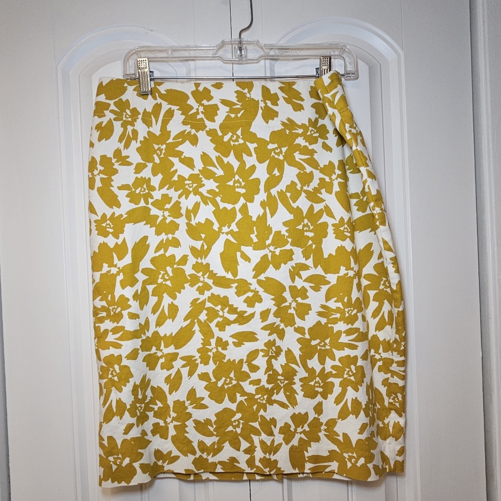 LOFT Gold Knee-Length Pencil Skirt for Work